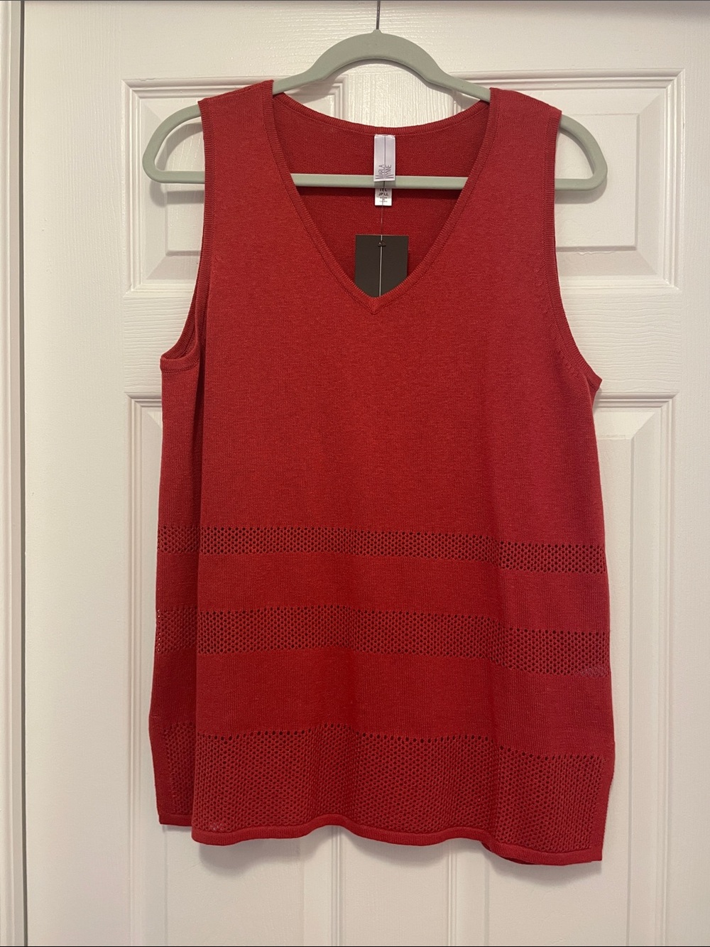 Marla Wynne Knit V-Neck Red/Rust Sleeveless Tank/Tunic